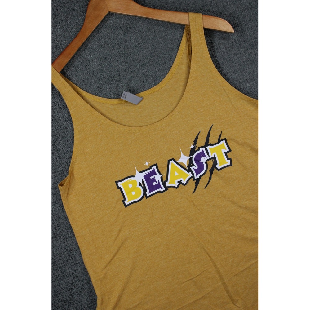 Next Level Apparel Beast Graphic Tank Top Yellow Heathered Sleeveless Medium